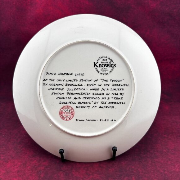 VTG "THE TYCOON" LIMITED EDITION COLLECTION by NORMAN ROCKWELL PLATE # 9,112AD - Picture 3 of 5